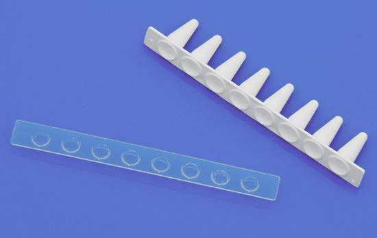 Thin wall white 0.1mL PCR 8 strip tubes and caps