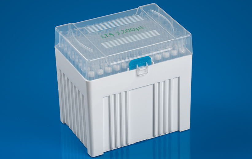 Rack of 1200uL filter tips which compatible with rainin LTS pipettes.