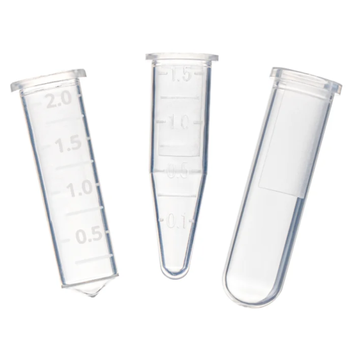 Microcentrifuge tubes without caps.