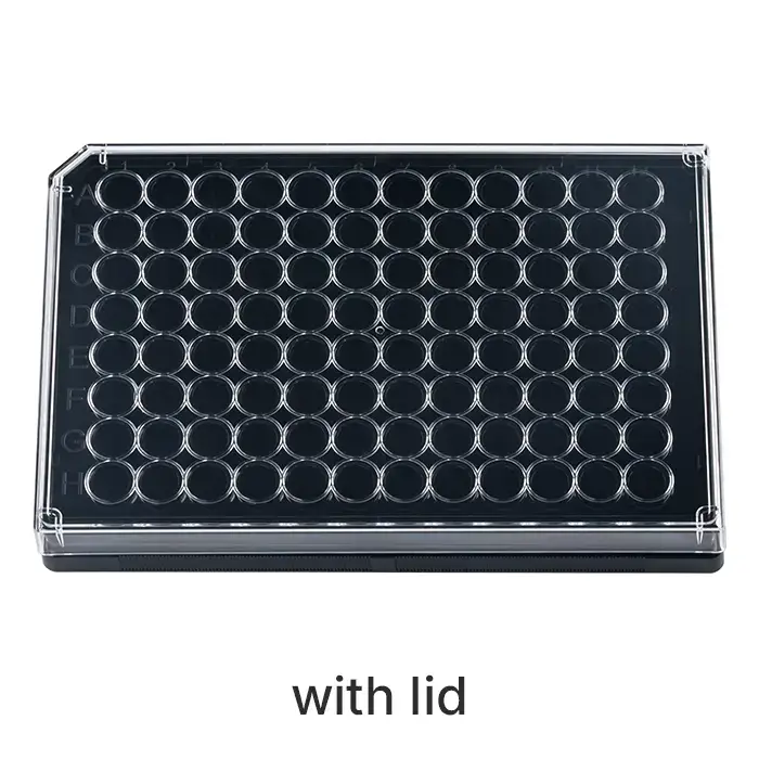 96-well undetachable ELISA plates, flat bottom, with lid.